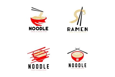 Noodle Logo, Ramen Vector, Chinese Food, Fast Food Restaurant Brand Design,.. Stock Illustration