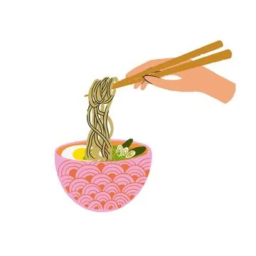 Noodle miso soup Stock Illustration
