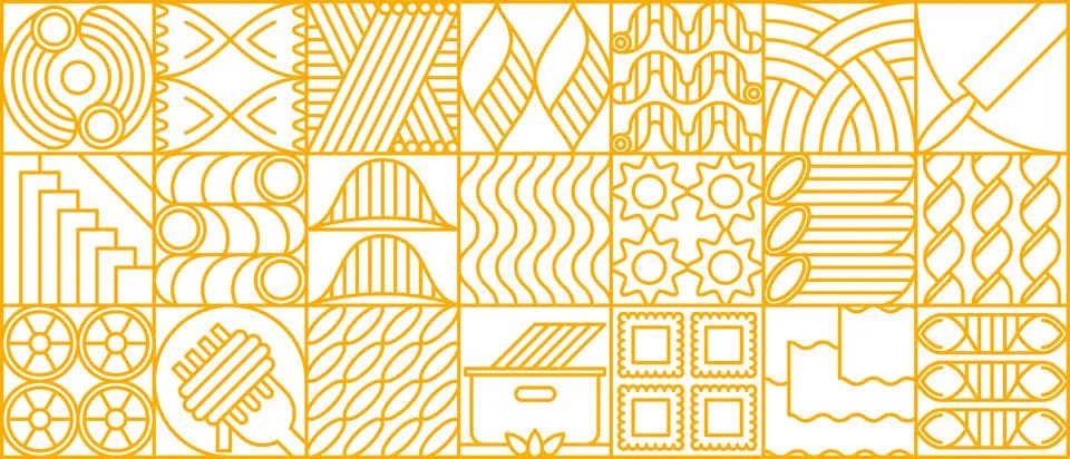 Noodle pasta modern geometric pattern grid 스톡 일러스트