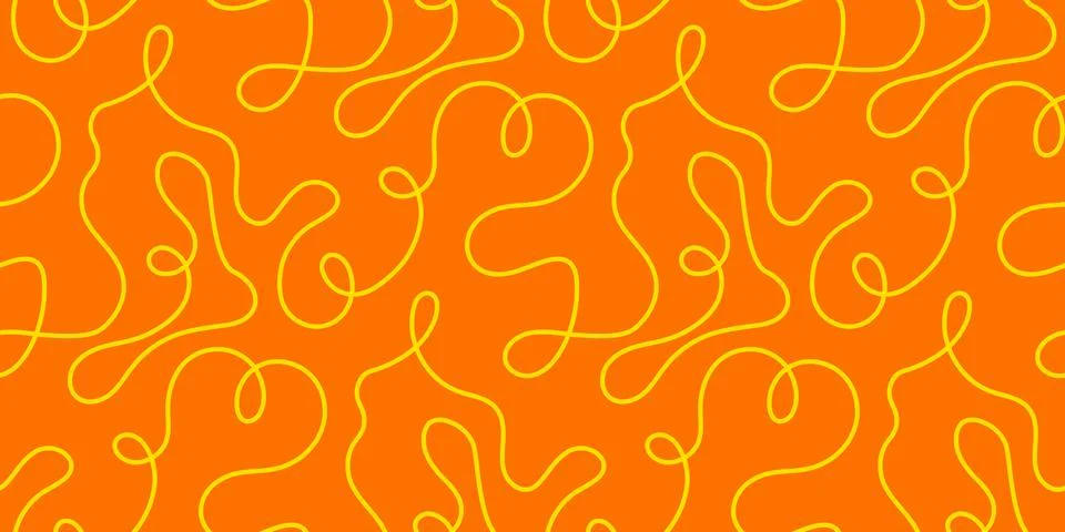Noodle pasta seamless pattern vector background. Spaghetti curvy doodle pattern Stock Illustration