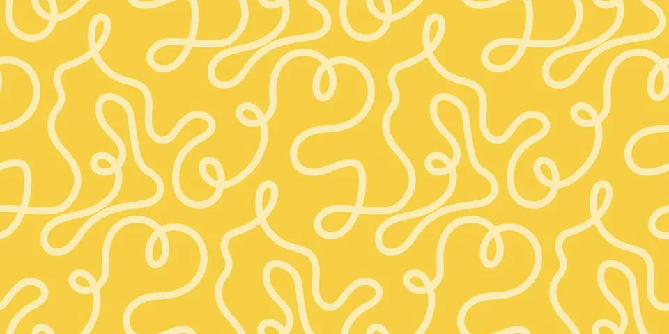Noodle pasta seamless pattern vector background. Spaghetti curvy doodle pattern Stock Illustration