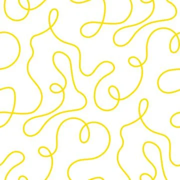 Noodle pasta seamless pattern vector background. Spaghetti curvy doodle pattern Stock Illustration