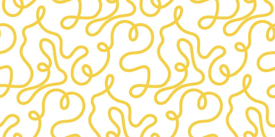 Noodle pasta seamless pattern vector background. Spaghetti curvy doodle pattern Illustrazione stock