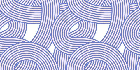 Noodle ramen seamless pattern. Repeated background with blue bold waves lines Stock Illustration