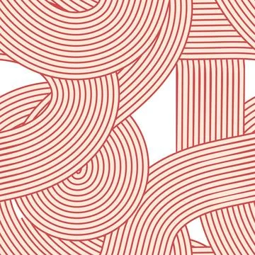 Noodle ramen seamless pattern. Repeated background with light red waves lines Stock Illustration