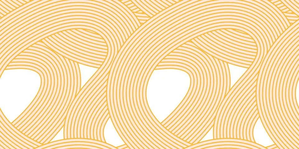 Noodle ramen seamless pattern. Repeated background with light yellow waves lines Stock Illustration
