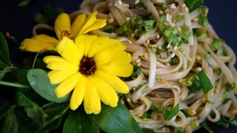 Noodle salad dish Video stock 267732534