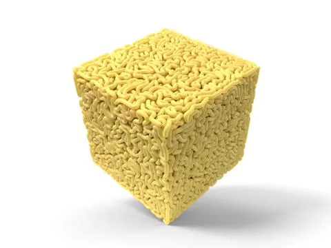 Noodle in shape of cube. curly spaghetti for cooking. 3d illustration Stock Illustration