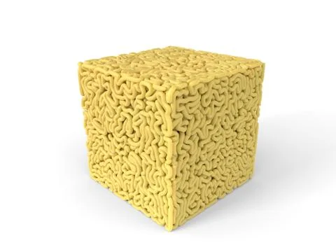 Noodle in shape of cube. curly spaghetti for cooking. 3d illustration Stock Illustration