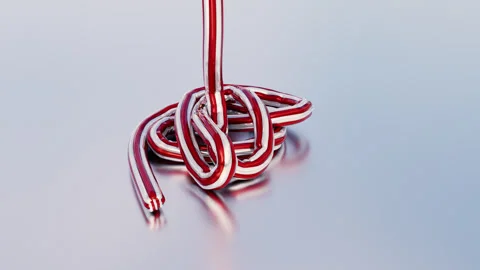 Noodle shaped 3d animation. abstract background of a falling string Stock Footage 289633655
