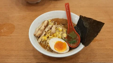 Noodle Soup on Bowl Stock Footage 334671735