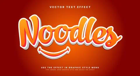 Noodles 3D editable Text Effect Template Stock Illustration