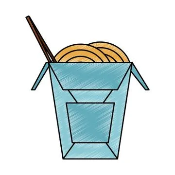 Noodles in box scribble Stock Illustration