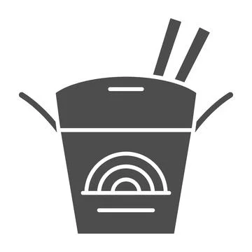 Noodles in a box solid icon, asian food concept, japanese take out box vector 스톡 일러스트