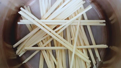 Noodles cooked in a pan Stock Footage 127204298