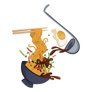 Noodles exploded view Stock Illustration
