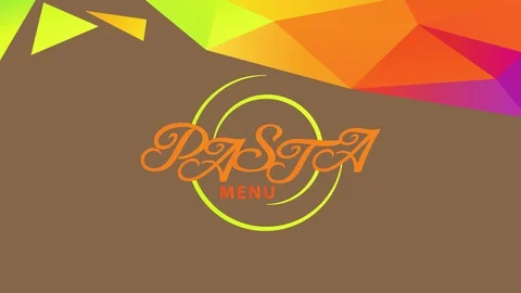 Noodles menu concept art designed with a mosaic pattern with triangles creating Stock Footage 128352039