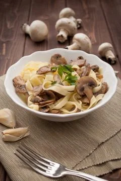 Noodles with mushroom Stock Photos