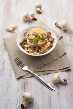 Noodles with mushroom Stock Photos