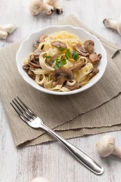 Noodles with mushroom Stock Photos