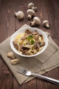 Noodles with mushroom Stock Photos