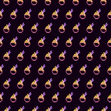 Noodles Neon Seamless Pattern Stock Illustration