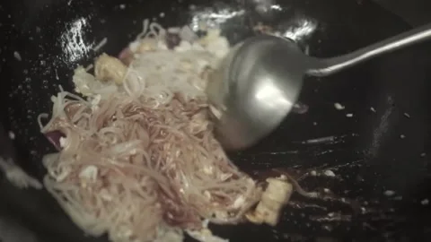 Noodles, Pan, Vegetables, Pan, Kitchen, Thai, Food, Cooking Stock Footage 144071675