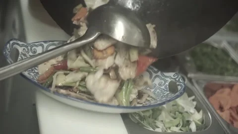 Noodles, Pan, Vegetables, Pan, Kitchen, Thai, Food, Cooking Stock Footage 144071677