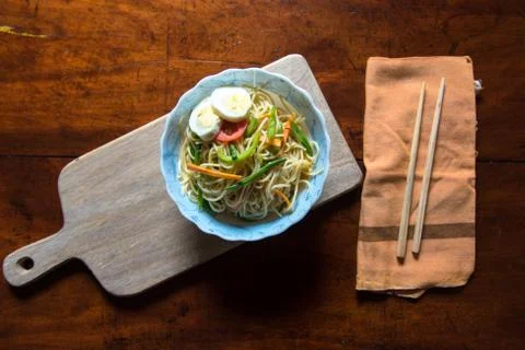 Noodles on a platter Stock Photos