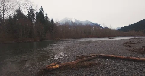 Nooksack River - Crane up shot Stock Footage 86586326