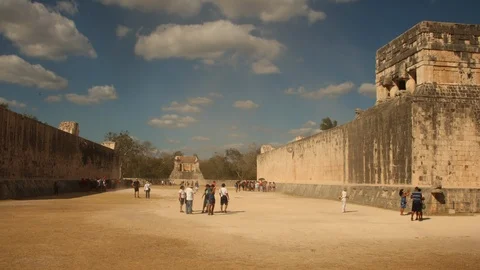 Noone else has this angle. Chichen Itza ball court 4k Timelapse Stock Footage 114734450