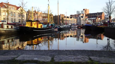 Noorderhaven in Groningen Stock Footage 133436968