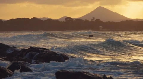 Noosa beach sunset Stock Footage 40577285