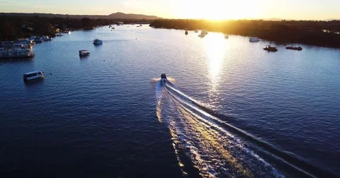 Noosa Boat Chase Stock Footage 77054252