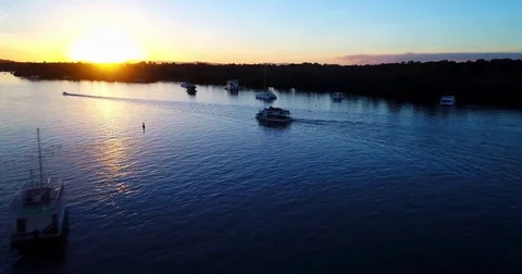 Noosa Ferry Sunset Stock Footage 77053785