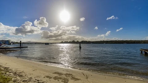 Noosa River Sailing Time lapse Stock Footage 108014021