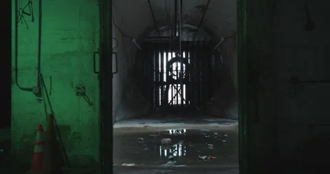 Noose hanging in Abandoned Engine Test Cell Stock Footage 168747480