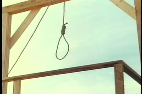 Noose hanging from gallows Stock Footage 11366058