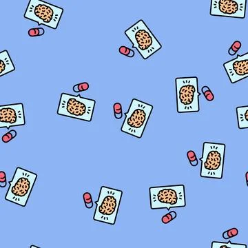Nootropic pill capsule vector seamless pattern Stock Illustration