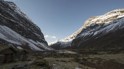 Norangsdalen with cottages Stock Footage 87804057