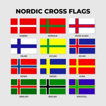 Nordic Countries Flag Design Template Stock Illustration