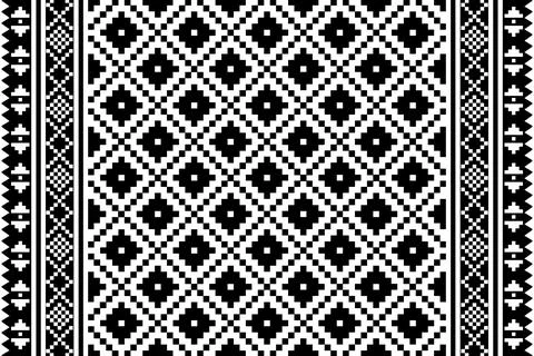 Nordic geometric oriental seamless pattern modern design with black and white Stock Illustration