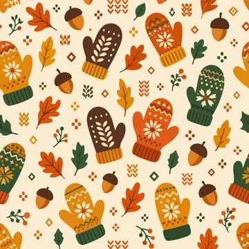 Nordic Knit Mitten Seamless Pattern Stock Illustration