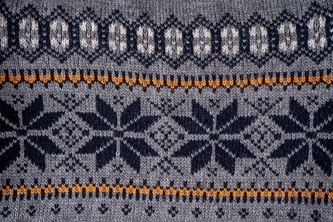 Nordic Knit Pattern Background. Texture Christmas sweater Stock Photos