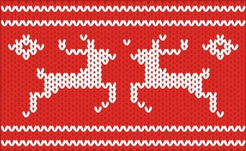 Nordic knitted pattern with deer Stock Illustration