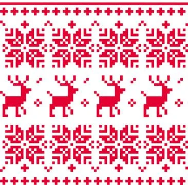 Nordic seamless knitted christmas pattern vector ( red ) Stock Illustration