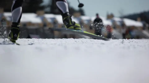 Nordic Skiing Competion Start Stock Footage 42394687