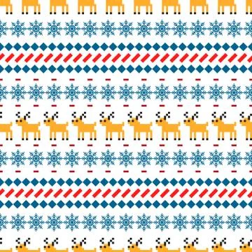 Nordic sweater seamless vector pattern with deer. Illustrazione stock