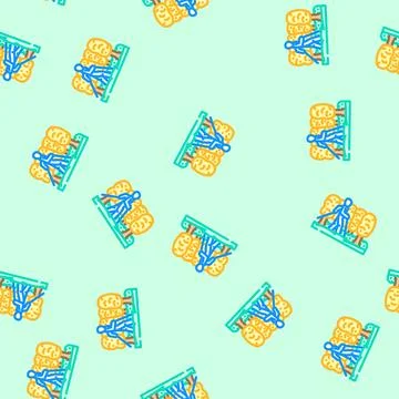 Nordic walker forest trail vector seamless pattern Illustrazione stock