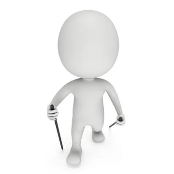 Nordic walking 3d white blank man Illustrazione stock